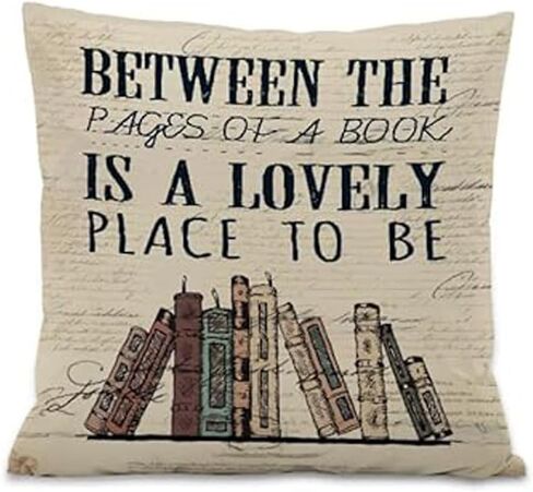 RYKEEN Book Lover Throw Pillow Covers 18x18 Inch，Set of 4 Reading Nook Decorate Pillow Covers Classroom Pillowcase for Kids Reading Room Library Study(18x18 Inch) in Saudi Arabia