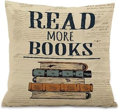 RYKEEN Book Lover Throw Pillow Covers 18x18 Inch，Set of 4 Reading Nook Decorate Pillow Covers Classroom Pillowcase for Kids Reading Room Library Study(18x18 Inch) in Saudi Arabia