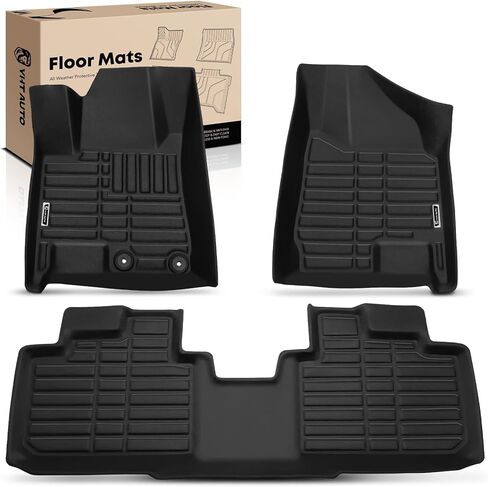 سجادات أرضية YHTAUTO متوافقة مع كاديلاك SRX 2010-2016، وبطانات أرضية TPE مناسبة للحماية من جميع الأحوال الجوية، الصف الأول والثاني، مجموعة من 3 قطع باللون الأسود in Kuwait