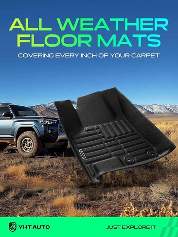 سجادات أرضية YHTAUTO متوافقة مع كاديلاك SRX 2010-2016، وبطانات أرضية TPE مناسبة للحماية من جميع الأحوال الجوية، الصف الأول والثاني، مجموعة من 3 قطع باللون الأسود in Kuwait