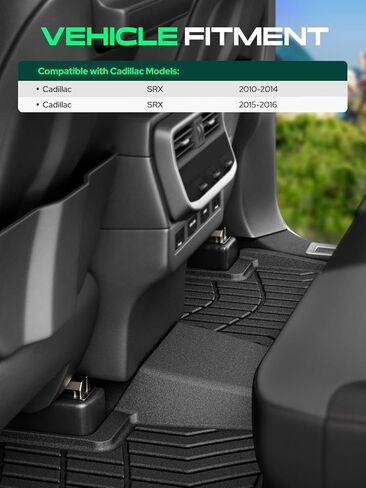 سجادات أرضية YHTAUTO متوافقة مع كاديلاك SRX 2010-2016، وبطانات أرضية TPE مناسبة للحماية من جميع الأحوال الجوية، الصف الأول والثاني، مجموعة من 3 قطع باللون الأسود in Kuwait