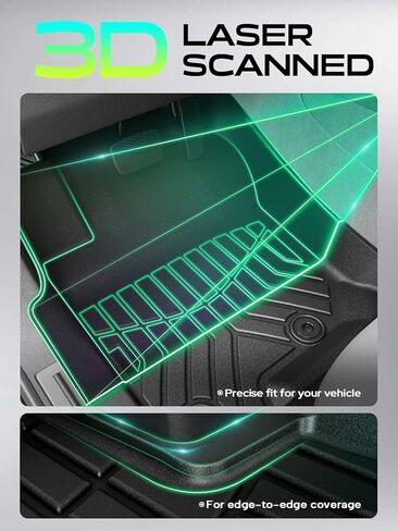 سجادات أرضية YHTAUTO متوافقة مع كاديلاك SRX 2010-2016، وبطانات أرضية TPE مناسبة للحماية من جميع الأحوال الجوية، الصف الأول والثاني، مجموعة من 3 قطع باللون الأسود in Kuwait