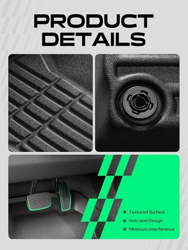 سجادات أرضية YHTAUTO متوافقة مع كاديلاك SRX 2010-2016، وبطانات أرضية TPE مناسبة للحماية من جميع الأحوال الجوية، الصف الأول والثاني، مجموعة من 3 قطع باللون الأسود in Kuwait