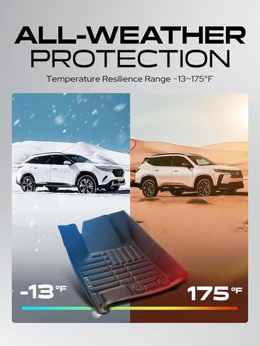 سجادات أرضية YHTAUTO متوافقة مع كاديلاك SRX 2010-2016، وبطانات أرضية TPE مناسبة للحماية من جميع الأحوال الجوية، الصف الأول والثاني، مجموعة من 3 قطع باللون الأسود in Kuwait