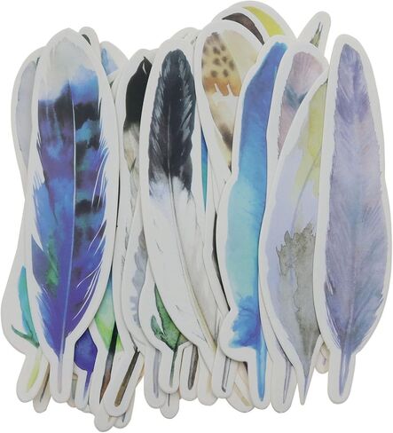 2 Boxes/60 PCS Color Feather Paper Bookmark Feather Shaped Bookmark Paper Bookmarks for Book Lovers Men Women and Students 30 Styles in Kuwait