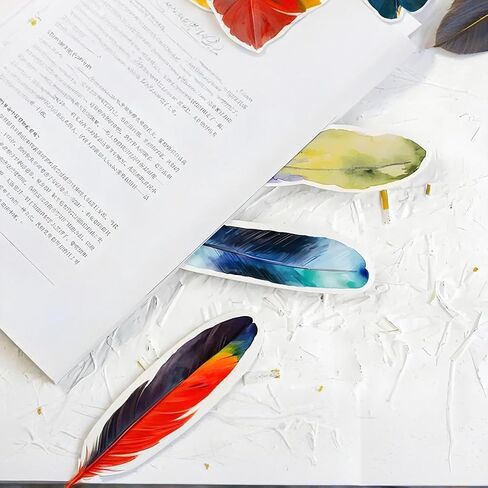 2 Boxes/60 PCS Color Feather Paper Bookmark Feather Shaped Bookmark Paper Bookmarks for Book Lovers Men Women and Students 30 Styles in Kuwait