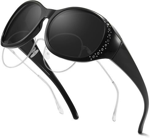 FIMILU Polarized Sunglasses Fit Over Glasses for Women, Sunglasses with Rhinestone for Driving & Outdoor UV400 Protection in Saudi Arabia