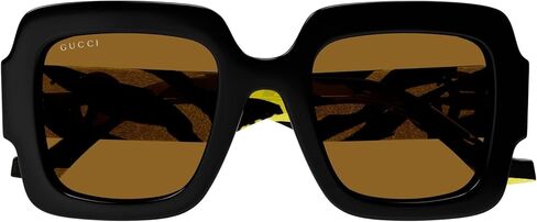 Gucci GG1547S 004 Sunglasses Women's Black/Yellow Pattern/Brown 50mm in Saudi Arabia