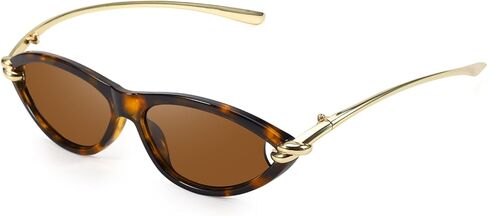 SODQW Gold Cat Eye Sunglasses for Women Trendy Retro Cateye Designer Sun Glasses with Metal Temples 2025 Fashion Shades in Kuwait