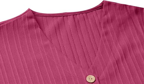 utcoco Summer Dresses for Women 2025 Casual Button V Neck Short Sleeve Tunics A Line Ribbed Mini T Shirt Dress in Saudi Arabia