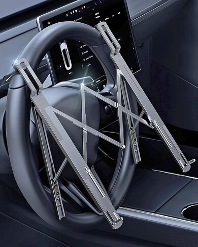Steering Wheel Laptop Holder for Car SUV Pickup Truck Tesla Vehicle Workstation, Adjustable Foldable Portable iPad Tablet Laptop Stand for Desk, Tiktok Car Travel Essentials 2026 -Gray in Kuwait