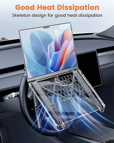 Steering Wheel Laptop Holder for Car SUV Pickup Truck Tesla Vehicle Workstation, Adjustable Foldable Portable iPad Tablet Laptop Stand for Desk, Tiktok Car Travel Essentials 2026 -Gray in Kuwait