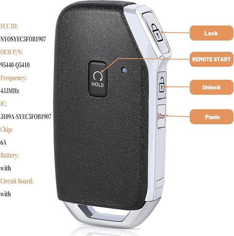 KEYECU Smart Remote Key Fob Replacement for Kia Seltos 2020 2021 2022 2023 2024 Keyless Entry Remote Start Car Key 433MHz 6A Chip FCC ID: NYOSYEC5FOB1907, P/N: 95440-Q5410 in Saudi Arabia