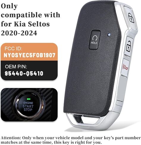 KEYECU Smart Remote Key Fob Replacement for Kia Seltos 2020 2021 2022 2023 2024 Keyless Entry Remote Start Car Key 433MHz 6A Chip FCC ID: NYOSYEC5FOB1907, P/N: 95440-Q5410 in Saudi Arabia