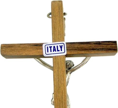 Brown Wooden Cross with Silver Toned Christ Corpus Crucifix Pendant, 4 3/4 Inch in Saudi Arabia