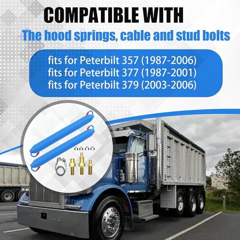 2Pcs 13-04638 Hood Springs, Cable and Stud Bolts with Retaining Rings Compatible with Peterbilt 357,377 & 379 Series (1987-2008) Trucks Hood - Replace 13-03761, L92-6000-0718,13-03662,13-04638 in Saudi Arabia