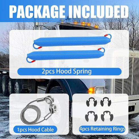 2Pcs 13-04638 Hood Springs, Cable and Stud Bolts with Retaining Rings Compatible with Peterbilt 357,377 & 379 Series (1987-2008) Trucks Hood - Replace 13-03761, L92-6000-0718,13-03662,13-04638 in Saudi Arabia