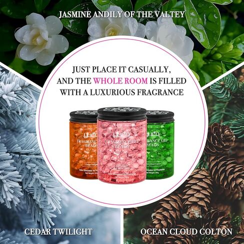 معطر هواء برائحة جل معطرة برائحة فائقة، يزيل الروائح الكريهة في السيارات والمكاتب ومناطق الحيوانات الأليفة والخزائن، ذو أساس نباتي، 200 جرام، عبوة من قطعة واحدة، الياسمين وزنبق الوادي in Kuwait