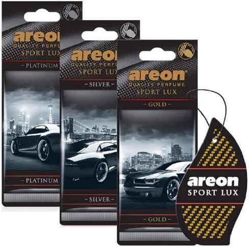 Areon Sport LUX Quality Perfume, Car & Home Air Freshener, Assorted pack of 3 (Platinum, Silver, Gold) in Kuwait