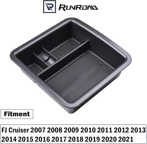 منظم وحدة التحكم المركزية RUNROAD متوافق مع ملحقات FJ Cruiser (2007-2021)، إدراج صندوق مسند الذراع ABS علبة تخزين ثانوية للعملات المعدنية، أسود in Saudi Arabia