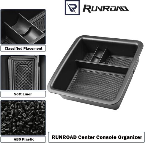 منظم وحدة التحكم المركزية RUNROAD متوافق مع ملحقات FJ Cruiser (2007-2021)، إدراج صندوق مسند الذراع ABS علبة تخزين ثانوية للعملات المعدنية، أسود in Saudi Arabia