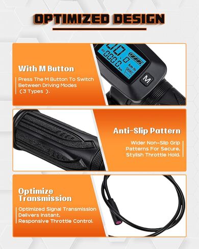 Throttle with Speedometer for Tutti Soleil 01, With M-Button, Black, Grip and Dashboard LCD Display Digital Gauge Cluster Assembly for Tuttio Soleil01 in Saudi Arabia