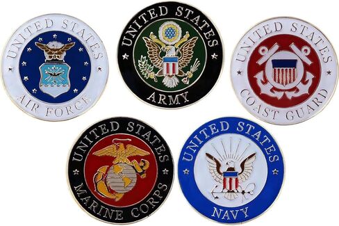 Military Branches Lapel Pin Set - 1 inch Circular Military Lapel Pins (One Each: Air Force, Army, Coast Guard, Marines, Navy) in Kuwait