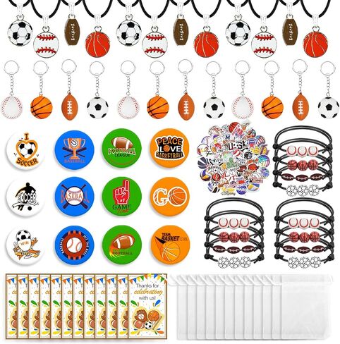 122 PCS Sports Party Favors Basketball Baseball Football Soccer Party Gift Thank You Tags Goodie Bags for Sports Club Party Favors Kid Birthday Party Baby Shower Sports Theme Party Supplies (Style 01) in Kuwait