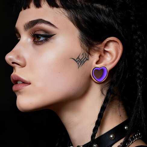 DOEARKO 6PCS Heart Shape Ear Tunnels Plugs Stainless Steel Hollow Double Flared Ear Gauges Tunnels Stretcher Body Piercing Earring Jewelry for Women Men 8mm-19mm in Kuwait