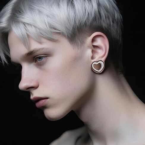 DOEARKO 6PCS Heart Shape Ear Tunnels Plugs Stainless Steel Hollow Double Flared Ear Gauges Tunnels Stretcher Body Piercing Earring Jewelry for Women Men 8mm-19mm in Kuwait