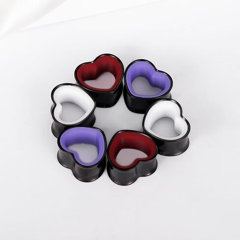 DOEARKO 6PCS Heart Shape Ear Tunnels Plugs Stainless Steel Hollow Double Flared Ear Gauges Tunnels Stretcher Body Piercing Earring Jewelry for Women Men 8mm-19mm in Kuwait