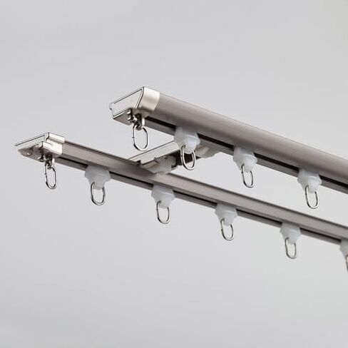 Ceiling Mount Sliding Curtain Track with Silent Rollers, Hooks & Clips - Easy Install Room Divider for Living Room, Bedroom & Office - 3.28ft, 5.58ft, 8.20ft (Gray, 4.92ft) in Saudi Arabia