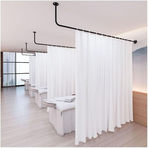 1piece Wall-Mounted Support Rod L-Shaped Metal Track,with 2 Meters High Gauze Curtain,Suitable for Beauty Salon Home(Color1,200cm) in Saudi Arabia
