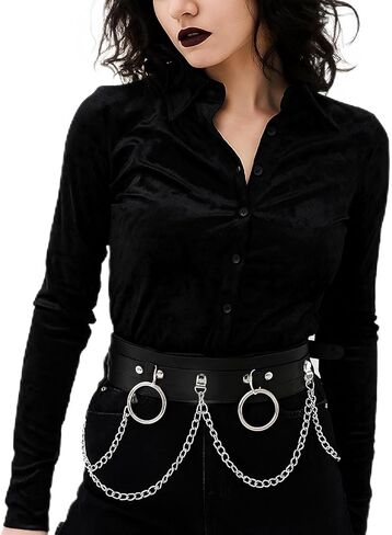 Punk Gothic Chain Belt for Women, Adjustable Edgy Gothic Waiet Leather Chain Belt for Rave Festival Rock in Saudi Arabia