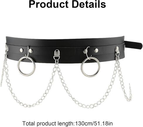 Punk Gothic Chain Belt for Women, Adjustable Edgy Gothic Waiet Leather Chain Belt for Rave Festival Rock in Saudi Arabia