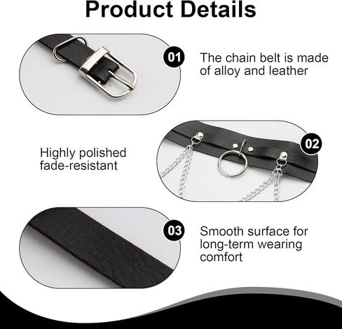 Punk Gothic Chain Belt for Women, Adjustable Edgy Gothic Waiet Leather Chain Belt for Rave Festival Rock in Saudi Arabia