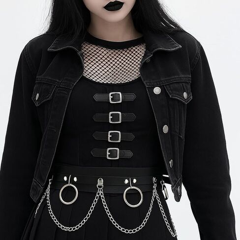 Punk Gothic Chain Belt for Women, Adjustable Edgy Gothic Waiet Leather Chain Belt for Rave Festival Rock in Saudi Arabia