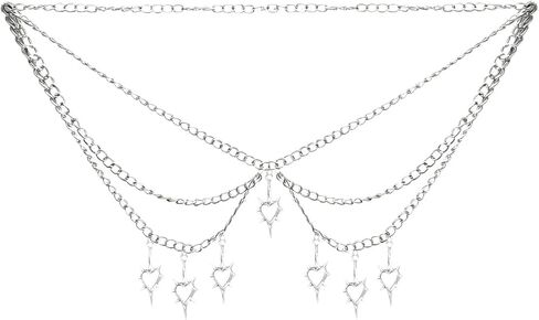 Punk Gothic Chain Belt for Women, Adjustable Edgy Gothic Waiet Leather Chain Belt for Rave Festival Rock in Saudi Arabia