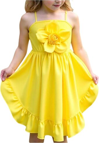 Verdusa Girl's 3D Floral Cami Dress Ruffle A Line Holiday Dresses Summer Vacation Outfits in Saudi Arabia