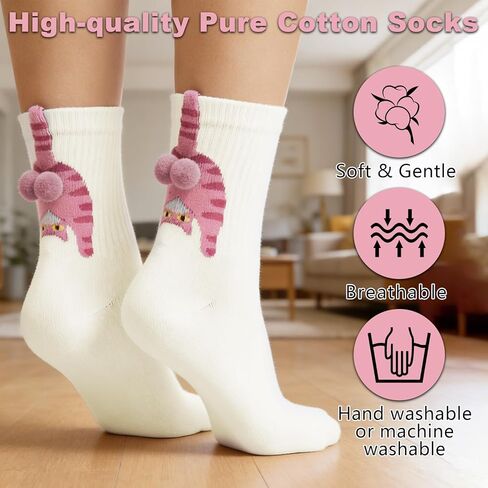 5 أزواج من جوارب القطط مع الكرات من KUNAL، جورب طاقم القطط المضحك ثلاثي الأبعاد، جورب طاقم الحيوانات المضحك للنساء هدية لمحبي القطط in Kuwait