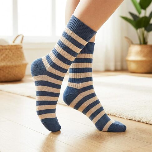 5 Pairs Retro Striped Socks Colorful Cute Crew Socks Casual Athletic Socks for Women All-Season in Kuwait