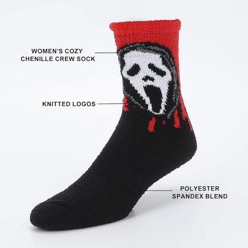Bioworld Ghostface Mask & Blood Women's Chenille Crew Socks in Saudi Arabia