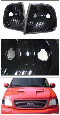 Black Clear Housing Front Corner Turn Signal Lights Parking Lamps k2 Compatible With 97-03 Ford F150 / 2004 Heritage / 97-99 F250 Light Duty / 97-02 Expedition in Kuwait
