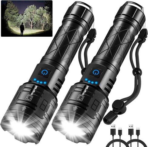 ikeeruic 7Mode Flashlights High Lumens القابلة لإعادة الشحن، 3 حزمة مصباح يدوي تكتيكي عالي الطاقة 950000lm، مصباح LED قابل لإعادة الشحن، مصباح يدوي فائق السطوع قابل للتعديل، ضوء فلاش للمنزل في حالات الطوارئ in Saudi Arabia