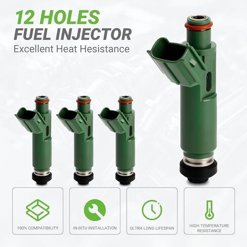 Fuel Injectors Set of 4 Compatible with Toyota Celica MR2 Spyder Corolla Matrix Chevy Chevrolet Prizm Pontiac Vibe L4 1.8L 2.0L # Replace 23209-0D040 FJ415 23209-22040 94859505 842-12248 in Kuwait