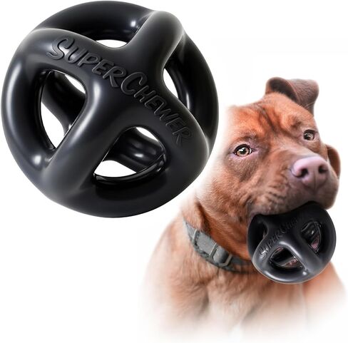 Tuff Pupper SuperChewy Extremely Tough Cage Ball for Dogs | Durable Heavy Duty Natural Rubber | Tough Chew Toy for Strong Chewers | Heavy Duty for Medium Large Breed | Strong but NOT Indestructible in Kuwait