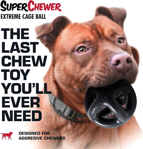 Tuff Pupper SuperChewy Extremely Tough Cage Ball for Dogs | Durable Heavy Duty Natural Rubber | Tough Chew Toy for Strong Chewers | Heavy Duty for Medium Large Breed | Strong but NOT Indestructible in Kuwait