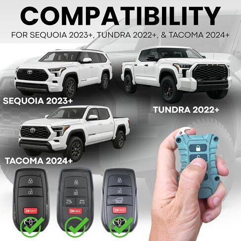 لحافظة Toyota Key Fob - غلاف واقي عالي التحمل - مناسب بدقة للتندرا والتاكوما والسيكويا والكورولا - مقاومة للصدمات وترقية أنيقة - قبضة معززة (سلسلة الصخور القمرية، مسامير سوداء) in Saudi Arabia