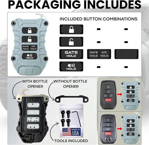 لحافظة Toyota Key Fob - غلاف واقي عالي التحمل - مناسب بدقة للتندرا والتاكوما والسيكويا والكورولا - مقاومة للصدمات وترقية أنيقة - قبضة معززة (سلسلة الصخور القمرية، مسامير سوداء) in Saudi Arabia