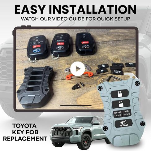 لحافظة Toyota Key Fob - غلاف واقي عالي التحمل - مناسب بدقة للتندرا والتاكوما والسيكويا والكورولا - مقاومة للصدمات وترقية أنيقة - قبضة معززة (سلسلة الصخور القمرية، مسامير سوداء) in Saudi Arabia